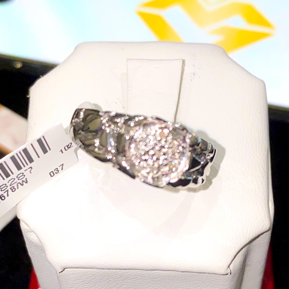 White gold vermeil real diamond men ring  100% real diamond men nugget ring Sale